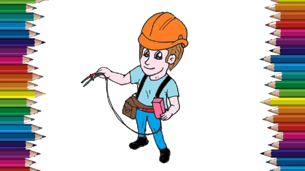 How to draw a electrician cute and easy – Cartoon electrician drawing step by step