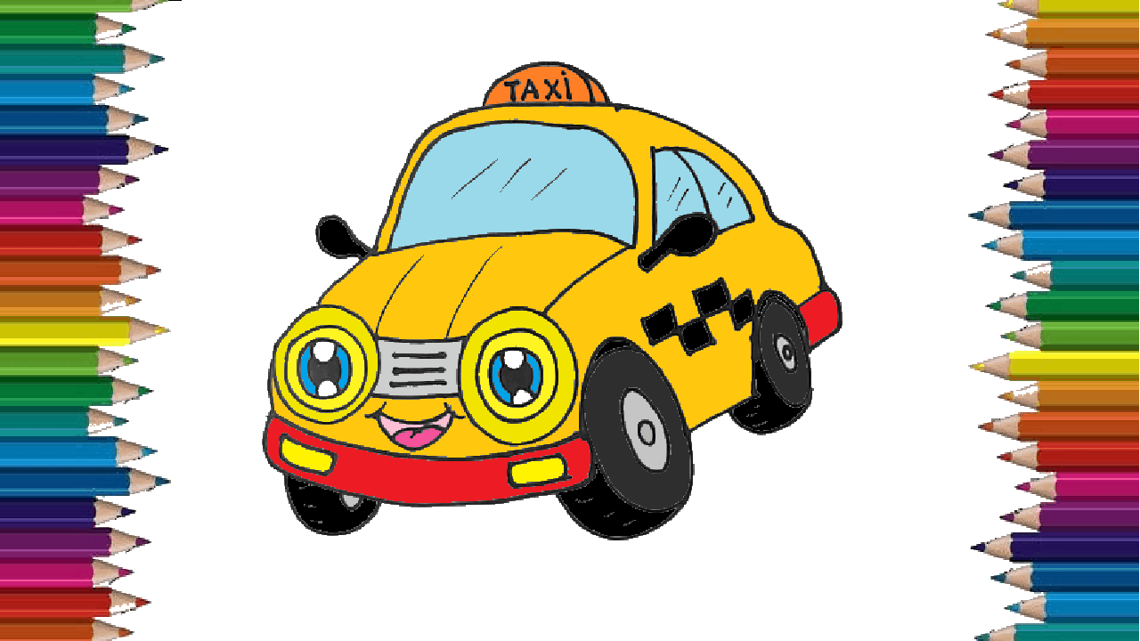 How To Draw A Taxi Cute And Easy Cartoon Car Drawing Step By Step