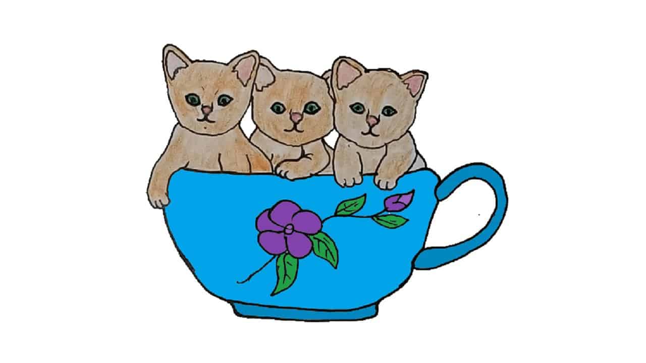 How To Draw A Kitten Easy Cute Cat Drawing And Coloring