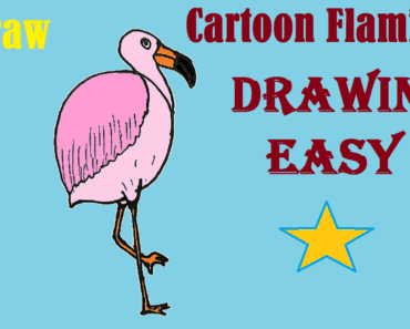 Cartoon flamingo drawing and coloring for kids