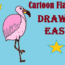 Cartoon flamingo drawing and coloring for kids