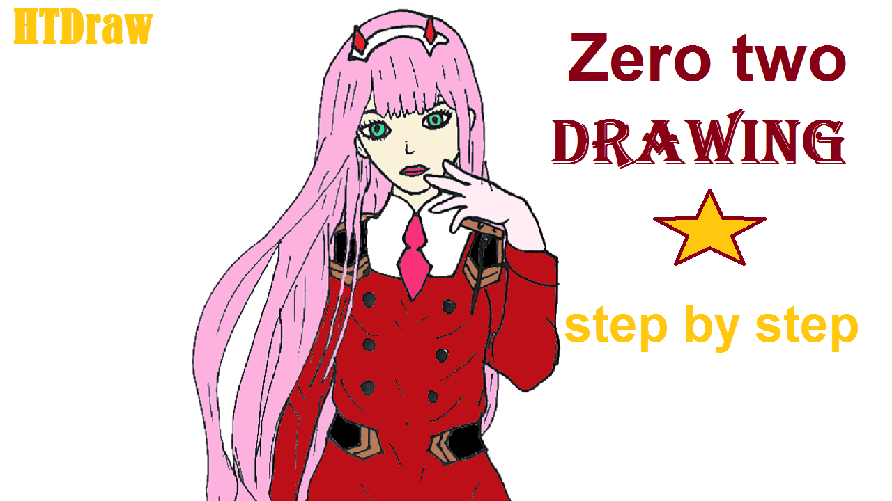 How to Draw Zero Two Step by Step [Darling in the Franxx] Anime Drawing 