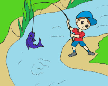 How to draw Fishing step by step | Cartoon Fishing drawing easy