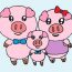 How to draw a cartoon pig easy | Pig Family drawing