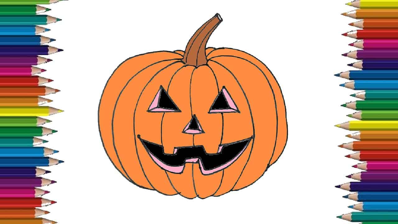 How to draw a Halloween pumpkin Halloween pumpkin with evil scary smile