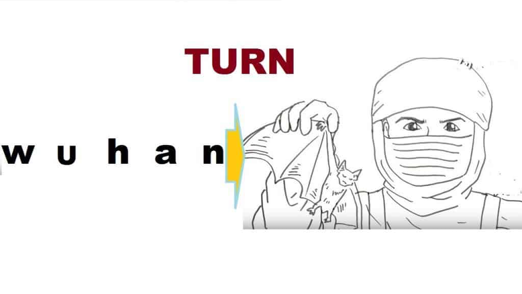 How to turn words Wuhan into corona virus in wuhan step by step