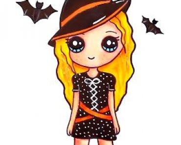 Learn how to draw a KAWAII GIRL with WITCH Costume | Halloween drawings