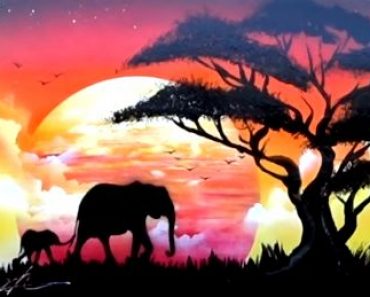 African sunset – Wild beauty | Spray paint ART by Skech