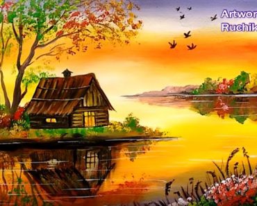 Beautiful Riverside Scenery Painting