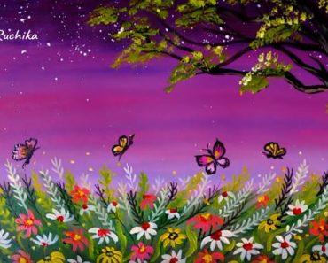 Butterflies in Grassland Scenery Painting