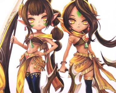 Chakram Dancer and Boomerang Warrior from the mobile game drawing