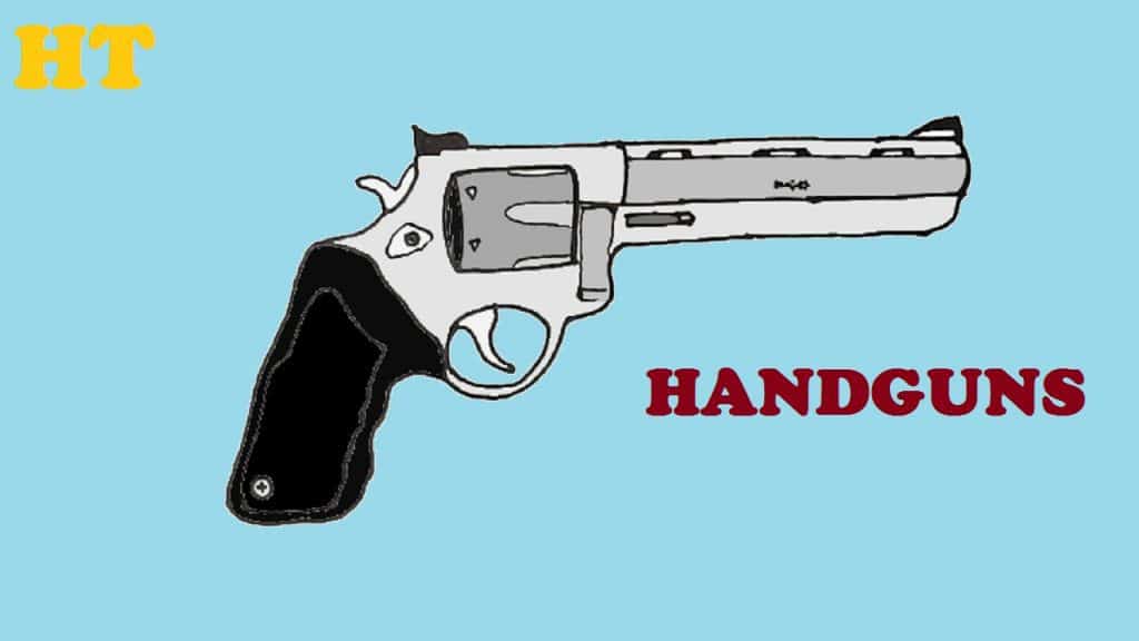 How to draw a HANDGUN step by step