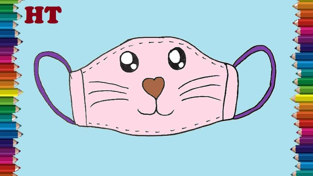 How to draw a face mask cute and easy