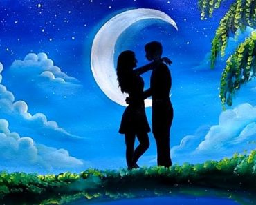 Moon Light Couple Painting for beginners