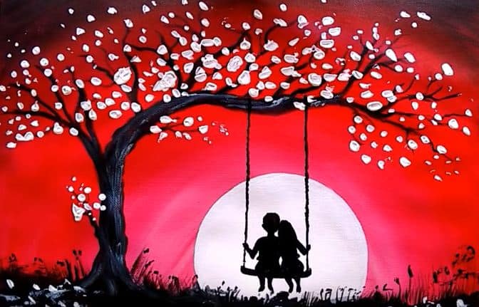 Swing Under The Moonlight Painting