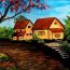 Village Landscape Painting for beginners
