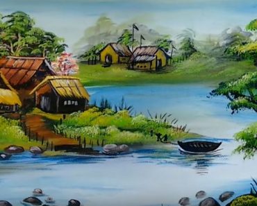 Village Scenery in Beautiful Landscape painting