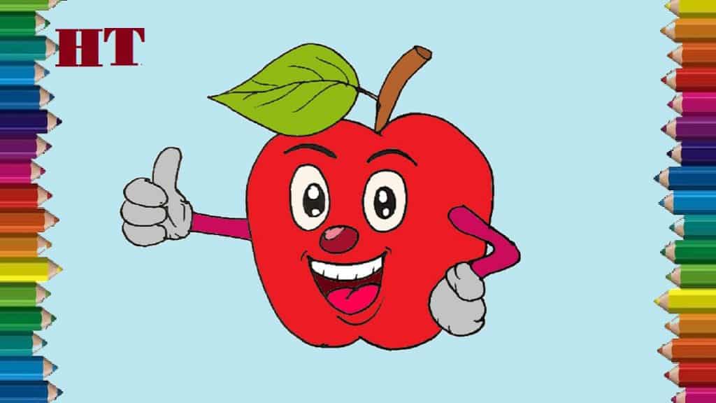 Cartoon apple drawing easy