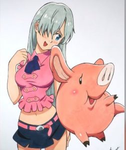 How to draw Elizaeth and Hawk from The Seven Deadly Sins