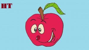How to draw a cute apple easy