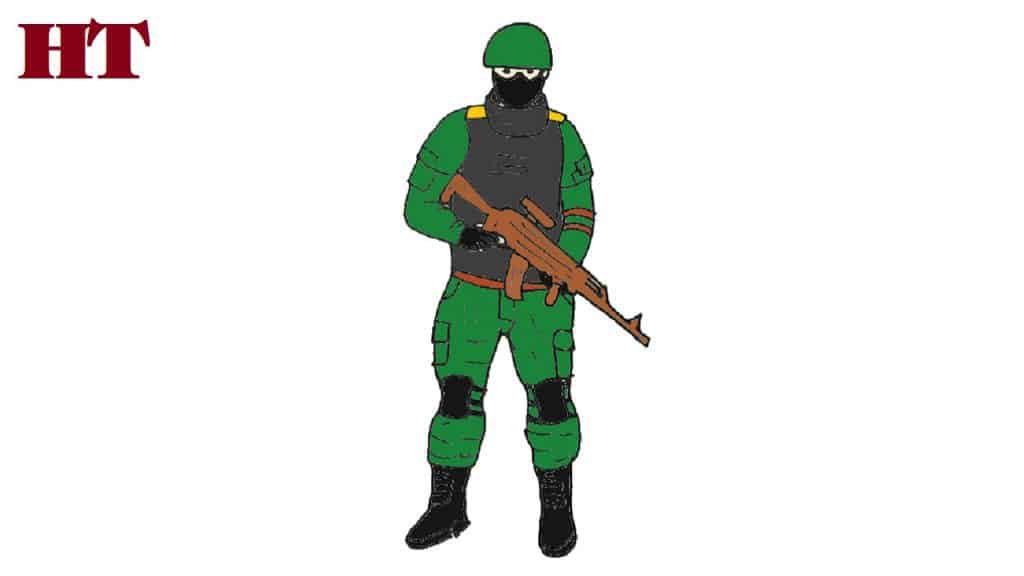 How to draw a soldier easy