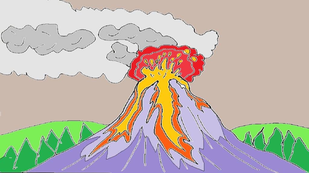 How to draw a volcano