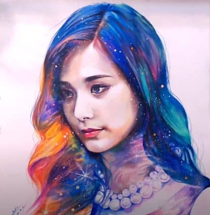 How to draw Tzuyu(Twice) with stardust by pencil