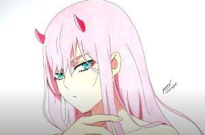How to draw Zero Two From Darling In The Franxx