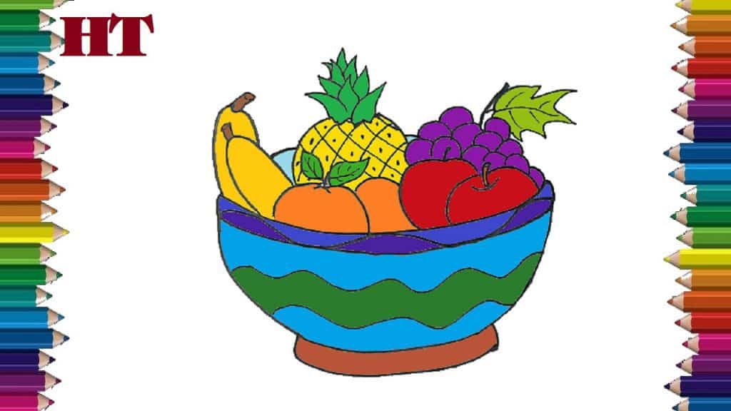 How to draw a fruit bowl step by step