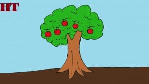 How to draw apple tree