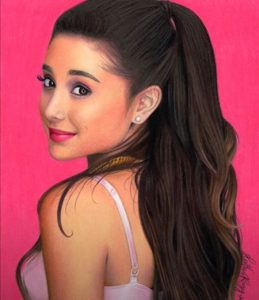 Ariana Grande drawing with pencil