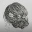 DRAWING A HAIR UPDO WITH FLOWERS WITH PENCIL