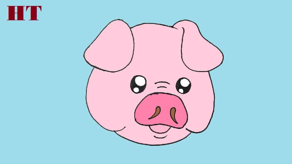 How to draw a cute pig face