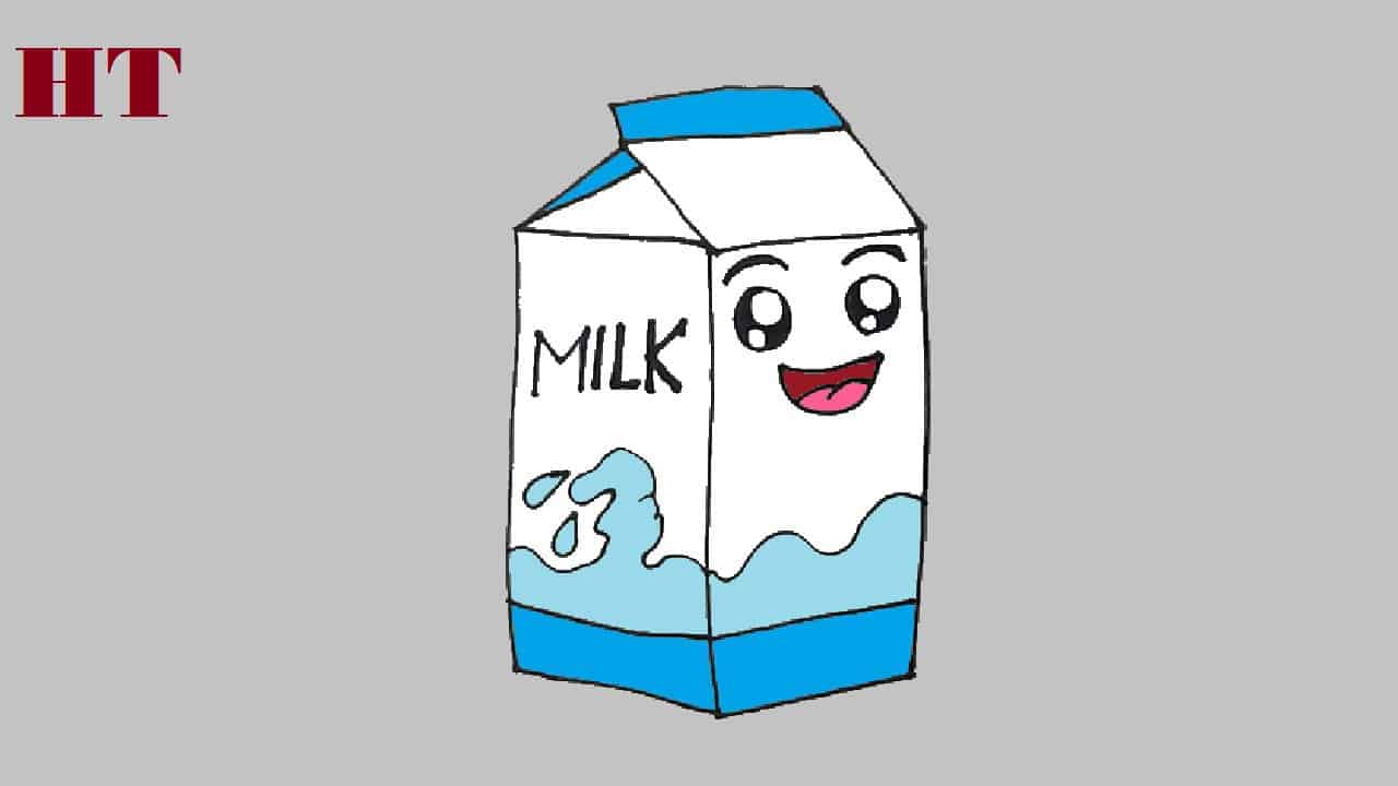 How to draw a cute milk carton easy