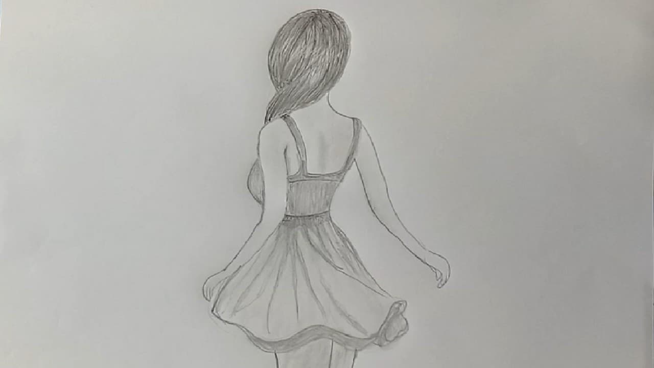 simple girl pencil art