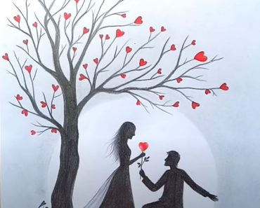 How to draw Romantic couple under love tree – Pencil Sketch