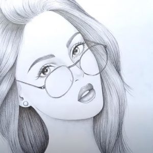 How To Draw A Girl With Glasses A Girl With Beautiful Hair Pencil Sketch