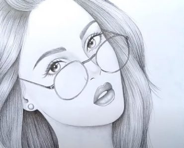 How to draw a Girl with Glasses – A girl with beautiful hair Pencil Sketch