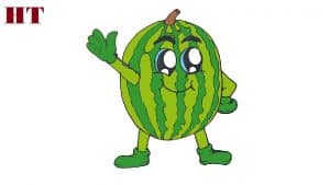 How to draw a Watermelon cute and easy