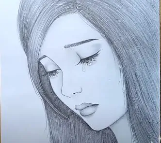Girl Crying Drawing with pencil | How to draw a girl crying