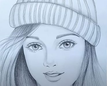 How to draw a girl wearing winter cap for beginners step by step || Pencil sketch
