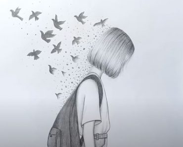 simple girl pencil art