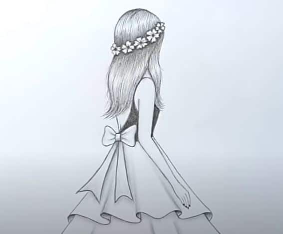 How to draw a girl with beautiful dress