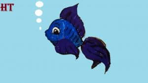 How to paint a cartoon fish cute and easy