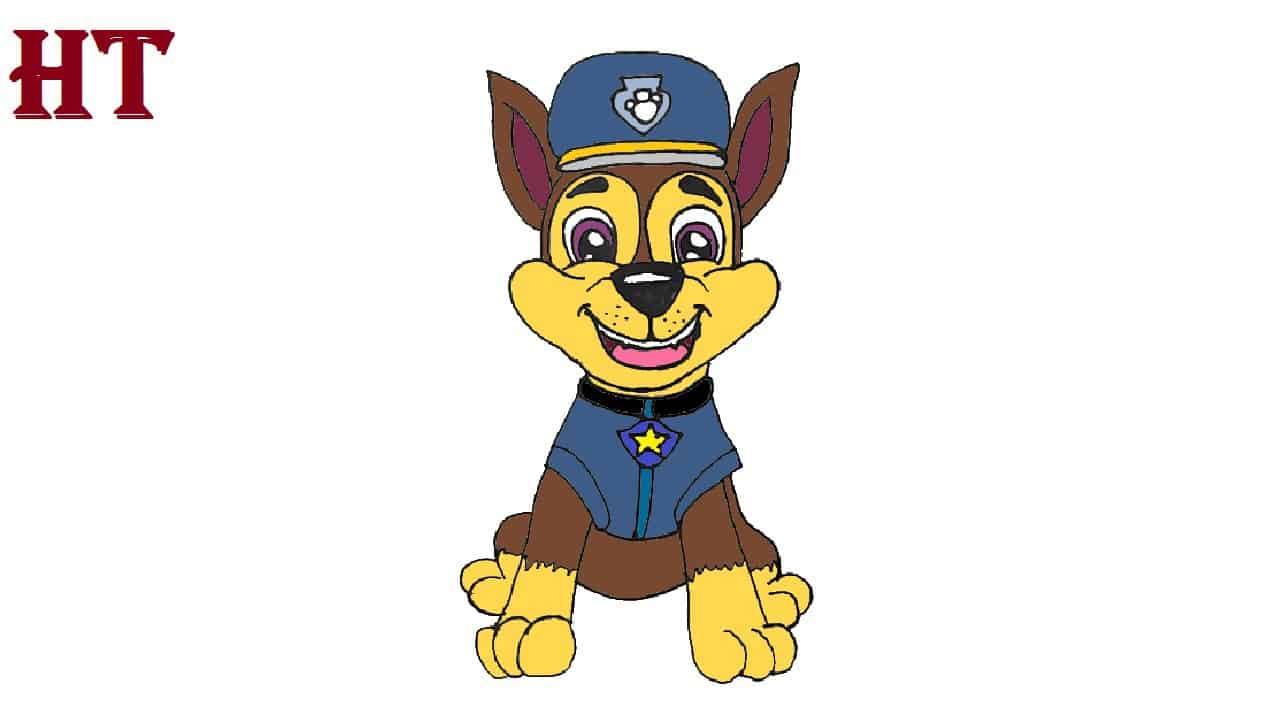 how to draw chase from paw patrol easy