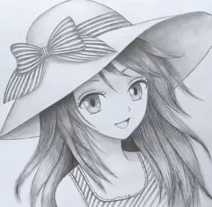 How to draw Anime girl with hat for beginners