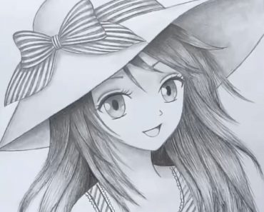 How to draw Anime girl with hat for beginners || Anime Girl Pencil Sketch