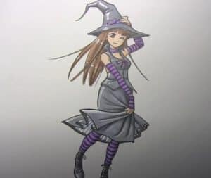 How to draw a Witch step by step - Manga girl drawing for beginners