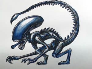How to draw a Xenomorph step by step