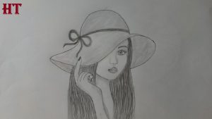 How to draw a girl wearing hat